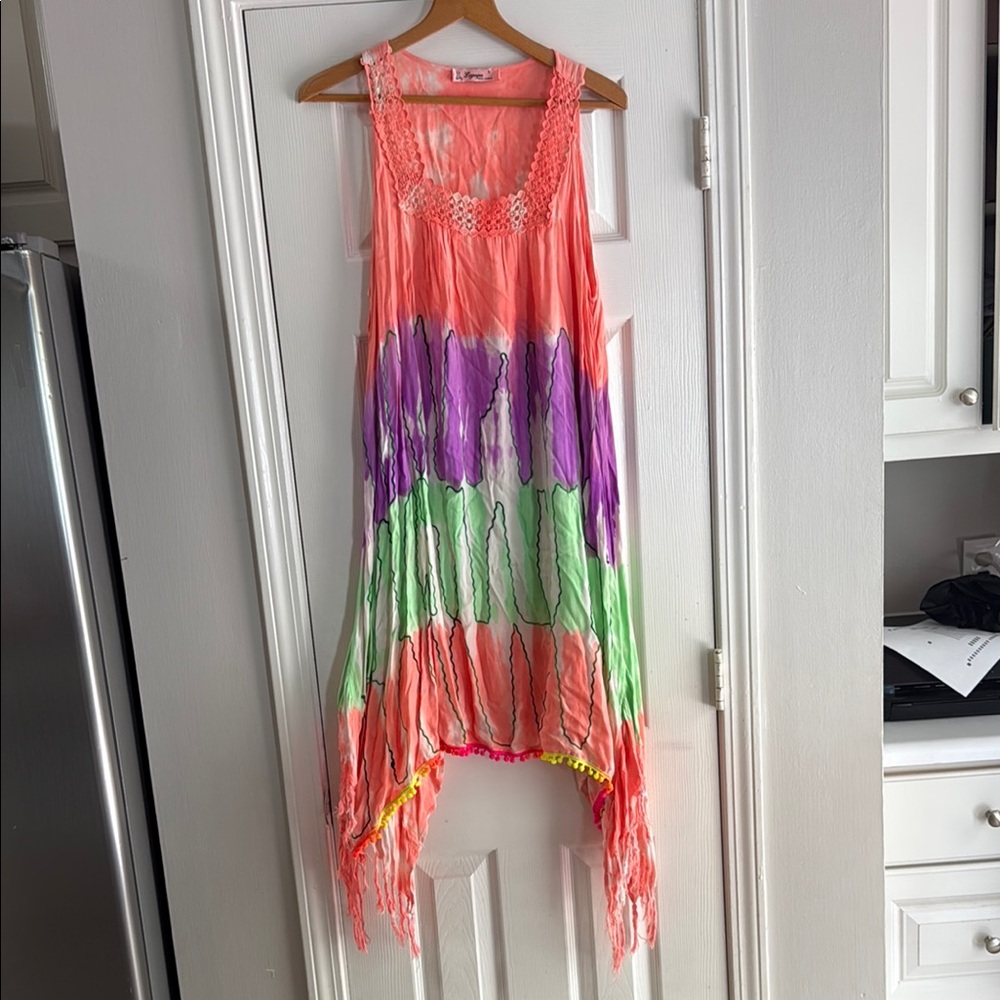Lapogee Women's Colorful Sleeveless Tie-Dye Dress